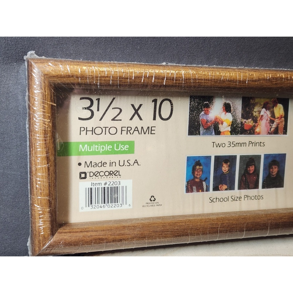 Vintage Decorel Panorama PICTURE Frame Wood New 3.5 x 10" Rectangle Wall Hanging - Picture 2 of 5